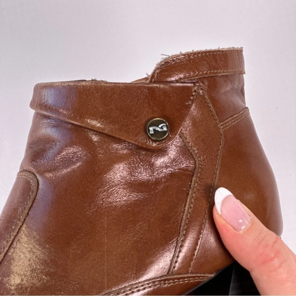 NeroGiardini Womens Leather Ankle Boots Made In Italy Block Heel Brown EU 37